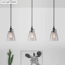 GobekUsa Farmhouse Multi-Pendant Light Fixture with Ribbed Clear Glass Shades for Dining Room: Linear Canopy, 3 Cone Lights