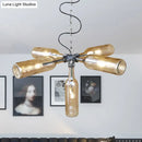 GobekUsa Farmhouse Style Smoke Gray/Blue Bottle Ceiling Lighting - Glass Hanging Lamp (3/4/5 Lights) in Aged Silver/Black