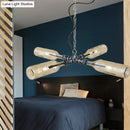 GobekUsa Farmhouse Style Smoke Gray/Blue Bottle Ceiling Lighting - Glass Hanging Lamp (3/4/5 Lights) in Aged Silver/Black