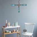 GobekUsa Farmhouse Style Smoke Gray/Blue Bottle Ceiling Lighting - Glass Hanging Lamp (3/4/5 Lights) in Aged Silver/Black