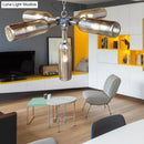 GobekUsa Farmhouse Style Smoke Gray/Blue Bottle Ceiling Lighting - Glass Hanging Lamp (3/4/5 Lights) in Aged Silver/Black