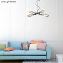 GobekUsa Farmhouse Style Smoke Gray/Blue Bottle Ceiling Lighting - Glass Hanging Lamp (3/4/5 Lights) in Aged Silver/Black