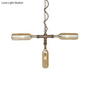 GobekUsa Farmhouse Style Smoke Gray/Blue Bottle Ceiling Lighting - Glass Hanging Lamp (3/4/5 Lights) in Aged Silver/Black