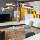 GobekUsa Farmhouse Style Smoke Gray/Blue Bottle Ceiling Lighting - Glass Hanging Lamp (3/4/5 Lights) in Aged Silver/Black