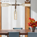 GobekUsa Farmhouse Style Smoke Gray/Blue Bottle Ceiling Lighting - Glass Hanging Lamp (3/4/5 Lights) in Aged Silver/Black