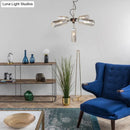 GobekUsa Farmhouse Style Smoke Gray/Blue Bottle Ceiling Lighting - Glass Hanging Lamp (3/4/5 Lights) in Aged Silver/Black