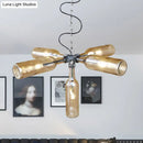 GobekUsa Farmhouse Style Smoke Gray/Blue Bottle Ceiling Lighting - Glass Hanging Lamp (3/4/5 Lights) in Aged Silver/Black
