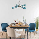 GobekUsa Farmhouse Style Smoke Gray/Blue Bottle Ceiling Lighting - Glass Hanging Lamp (3/4/5 Lights) in Aged Silver/Black
