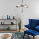 GobekUsa Farmhouse Style Smoke Gray/Blue Bottle Ceiling Lighting - Glass Hanging Lamp (3/4/5 Lights) in Aged Silver/Black