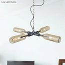 GobekUsa Farmhouse Style Smoke Gray/Blue Bottle Ceiling Lighting - Glass Hanging Lamp (3/4/5 Lights) in Aged Silver/Black