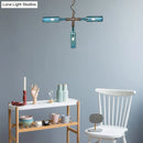 GobekUsa Farmhouse Style Smoke Gray/Blue Bottle Ceiling Lighting - Glass Hanging Lamp (3/4/5 Lights) in Aged Silver/Black