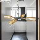 GobekUsa Farmhouse Style Smoke Gray/Blue Bottle Ceiling Lighting - Glass Hanging Lamp (3/4/5 Lights) in Aged Silver/Black