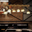 GobekUsa Farmhouse Wood Bowl Shade Pendant Lighting with 6 Fabric Island Lights for Restaurants
