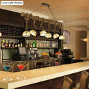 GobekUsa Farmhouse Wood Bowl Shade Pendant Lighting with 6 Fabric Island Lights for Restaurants