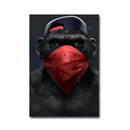 Hip hop chimpanzee monkey wall art living room framed canvas