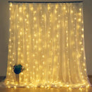 Festive golden usb 3x3m fairy lights curtain for bedroom with remote by Decorbites