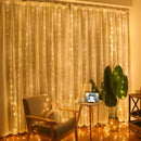 Festive golden usb 3x3m fairy lights curtain for bedroom with remote by Decorbites