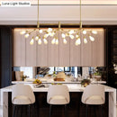GobekUsa Firefly Suspension Light - Brass Finish, Postmodern Island Fixture with 27 Glass Lights
