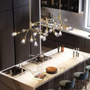 GobekUsa Firefly Suspension Light - Brass Finish, Postmodern Island Fixture with 27 Glass Lights