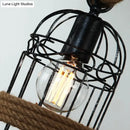 GobekUsa Flaxen Retro Birdcage Island Ceiling Light with Hemp Rope - 3 Bulbs Suspension Lighting