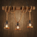 GobekUsa Flaxen Retro Birdcage Island Ceiling Light with Hemp Rope - 3 Bulbs Suspension Lighting