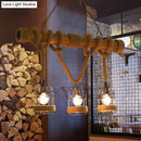 GobekUsa Flaxen Retro Birdcage Island Ceiling Light with Hemp Rope - 3 Bulbs Suspension Lighting