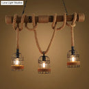 GobekUsa Flaxen Retro Birdcage Island Ceiling Light with Hemp Rope - 3 Bulbs Suspension Lighting