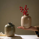 Glossy beige speckled decor ceramic vase living room berry accent by Decorbites