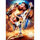 Framed football star m-messi poster golden trophy art bedroom decor by Decorbites