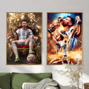 Framed football star m-messi poster golden trophy art bedroom decor by Decorbites