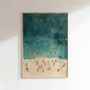 Framed summer people swimming beach wall art living room decor by Decorbites