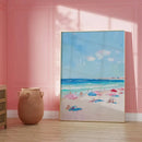 Framed summer people swimming beach wall art living room decor by Decorbites