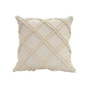 Decorbites fringed geometry cream embroidered cushion cover living room by Decorbites