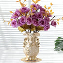 Ornate gold frosted porcelain flower vase set living room decor by Decorbites