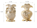 Ornate gold frosted porcelain flower vase set living room decor by Decorbites