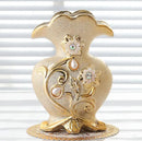 Ornate gold frosted porcelain flower vase set living room decor by Decorbites
