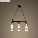 GobekUsa Frosted White Glass Island Lamp - Loft Style, Black Wine Bottle Design - Perfect for Restaurants, Ceiling Suspension Lighting