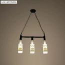 GobekUsa Frosted White Glass Island Lamp - Loft Style, Black Wine Bottle Design - Perfect for Restaurants, Ceiling Suspension Lighting