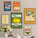 Set of 6 colorful fun beans on toast canvas painting kitchen posters by Decorbites