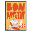 Set of 6 colorful fun beans on toast canvas painting kitchen posters
