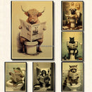 GobekUsa Funny Animal Bathroom Poster for DIY Home Decor