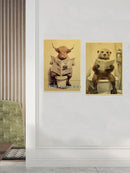 GobekUsa Funny Animal Bathroom Poster for DIY Home Decor