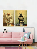 GobekUsa Funny Animal Bathroom Poster for DIY Home Decor