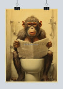 Vintage highland cow reading newspaper funny animal bathroom wall art by Decorbites