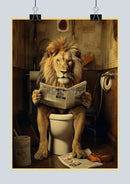 Vintage highland cow reading newspaper funny animal bathroom wall art by Decorbites