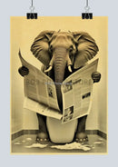 Vintage highland cow reading newspaper funny animal bathroom wall art by Decorbites