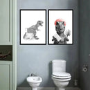 Funny pig in towel wall art bathroom poster by Decorbites