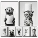 GobekUsa Funny Animals Canvas Wall Art for Bathroom Home