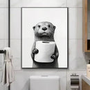 GobekUsa Funny Animals Canvas Wall Art for Bathroom Home