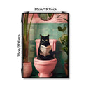 Funny chocolate lab dog on toilet bathroom canvas wall art print by Decorbites